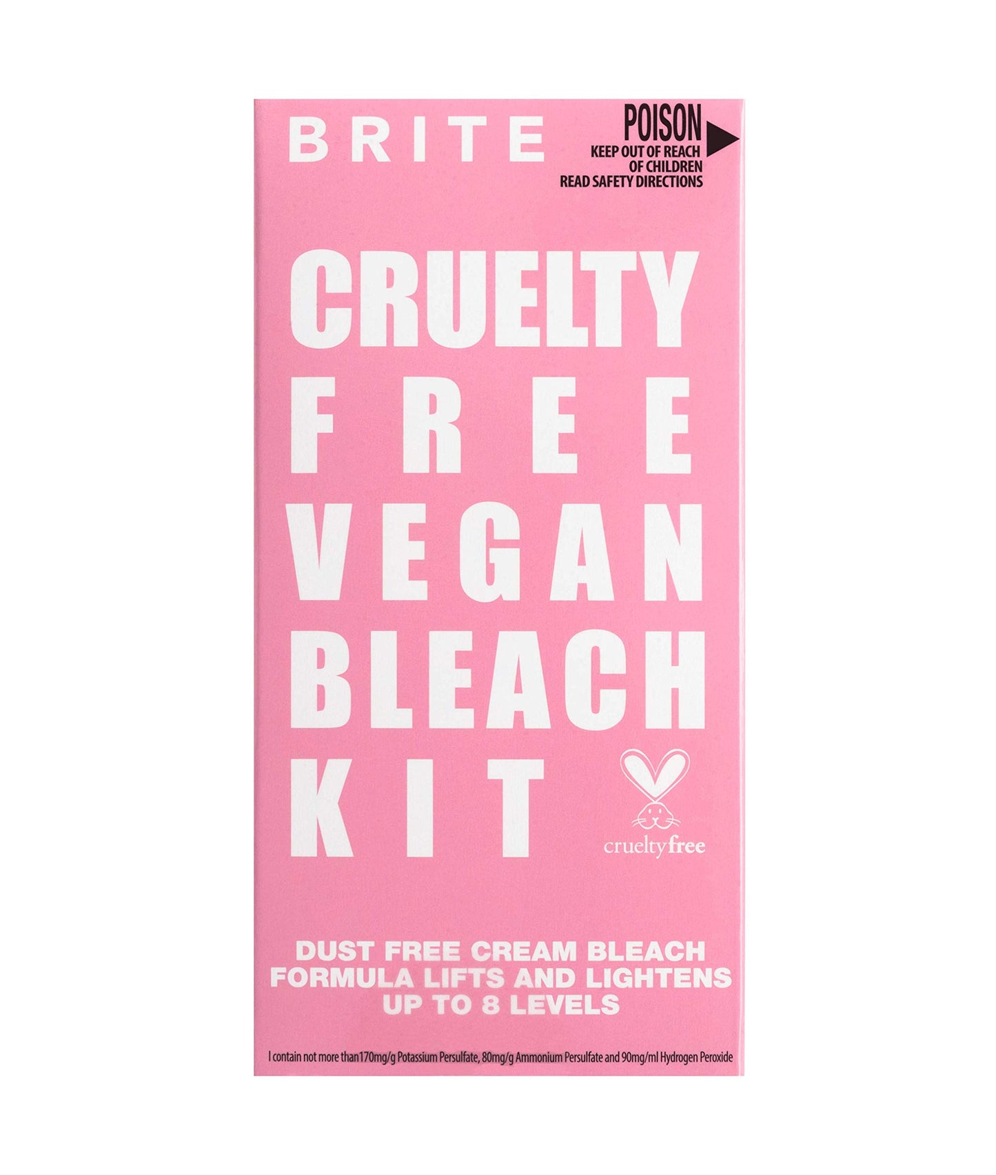 BRITE Vegan Hair Bleach Kit with Easy Apply Dust-Free Cream - Up to 8 Levels Lighter & Suitable for All Hair Types - Includes 80ml Developing Compound, 50ml Lightening Compound & Protective Gloves