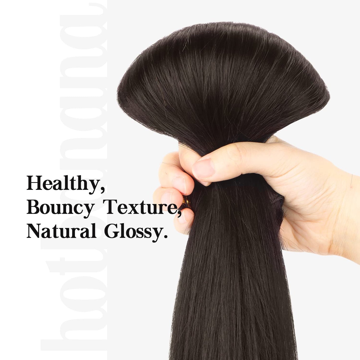 HOTBANANA Human Hair Clip in Hair Extensions, Dark Brown 120g Clip in Hair Extensions Real Human Hair Straight Remy Hair 20 Inch 7pcs