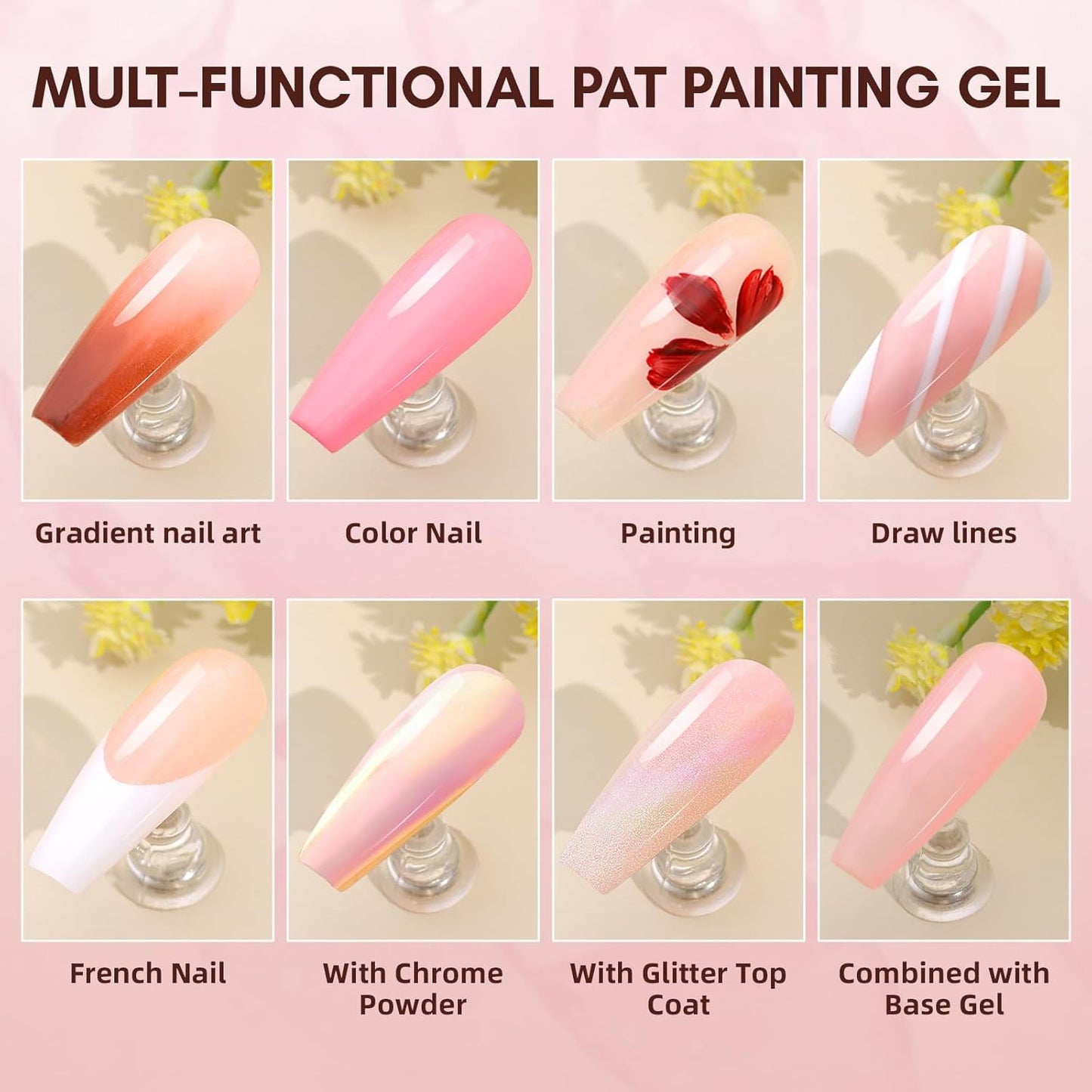 Ombre Gel Nail Polish Kit - 6 Colors for Gradient Blush Effect | Upgrade Pat Painting Gel with Sponge & Brush for Winter Manicure