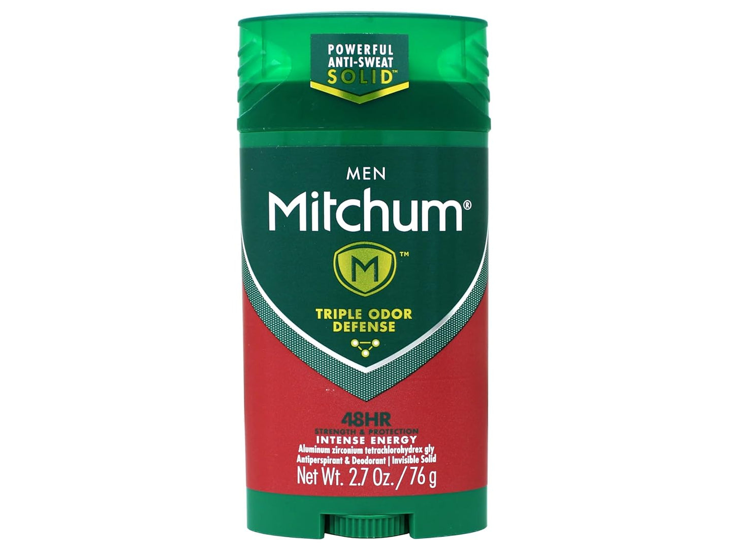 Mitchum Men’s Antiperspirant & Deodorant Stick - Triple Odor Defense, 48 Hr Protection, Intense Energy, 2.7 Oz (2 Pack)