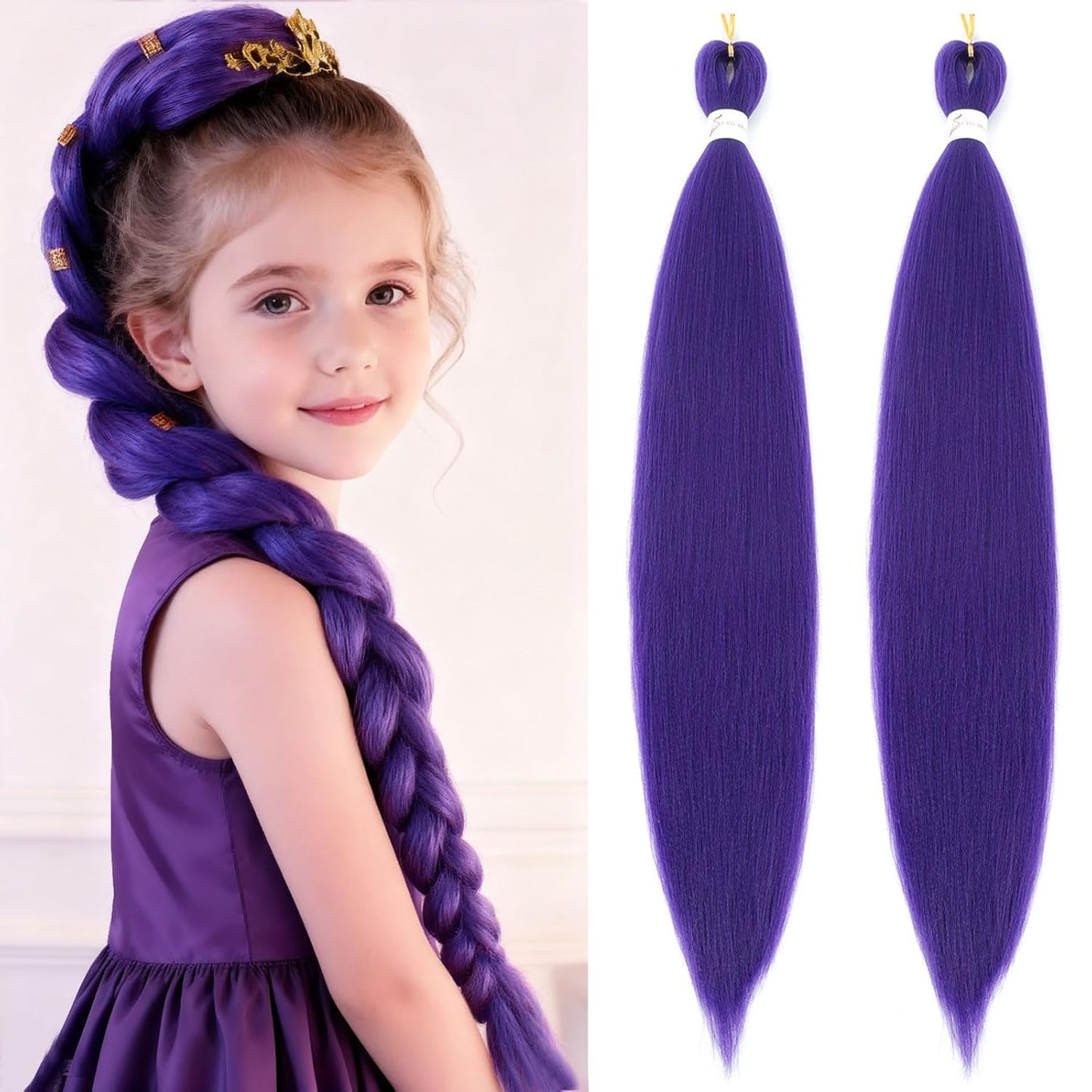 24-Inch Pre-Stretched Braiding Hair - 8 Packs Soft Yaki Texture for Crochet & Twists