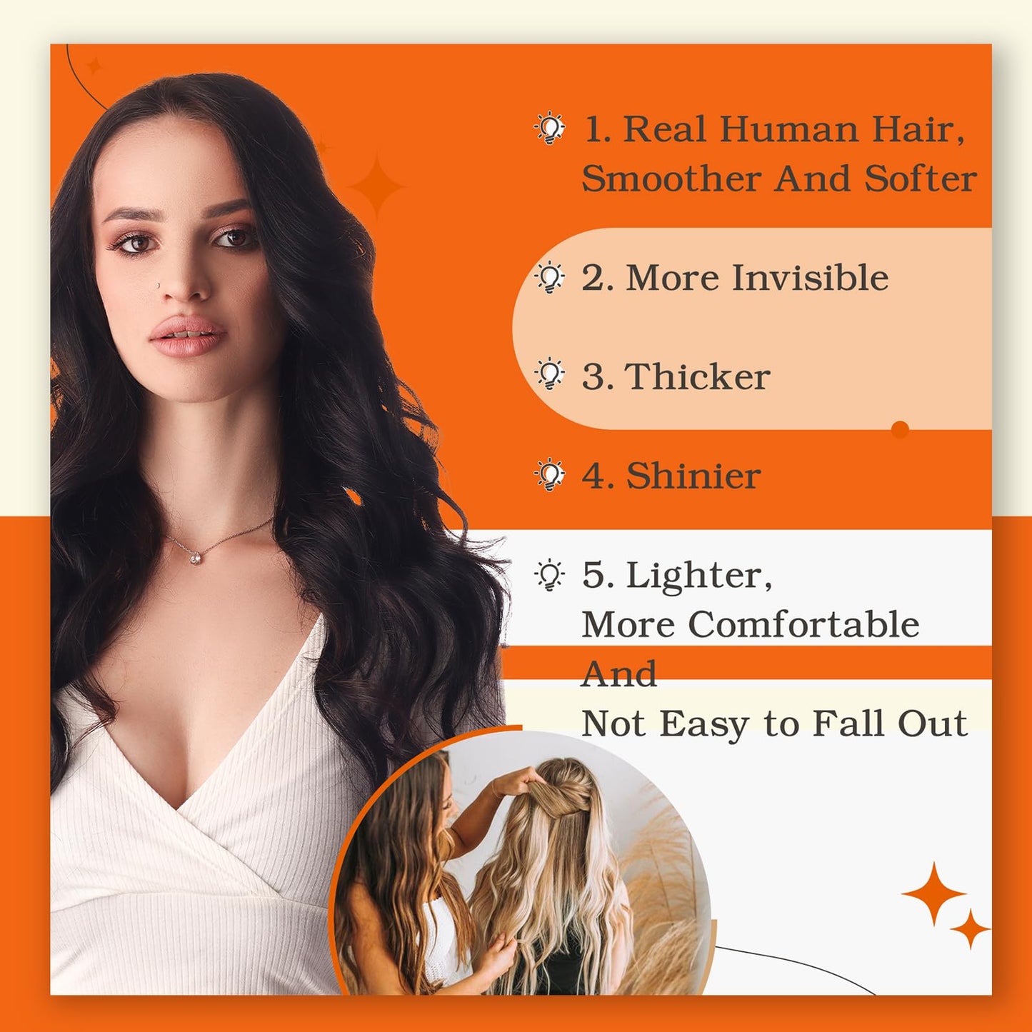 Full Shine Real Human Hair Tape in Extensions Black 24Inch Double Sided for Skin Weft Tape in Hair Extensions 20Pcs 50Gram Color 1 Jet Black Seamless Hair Extensions Real Human Hair Straight