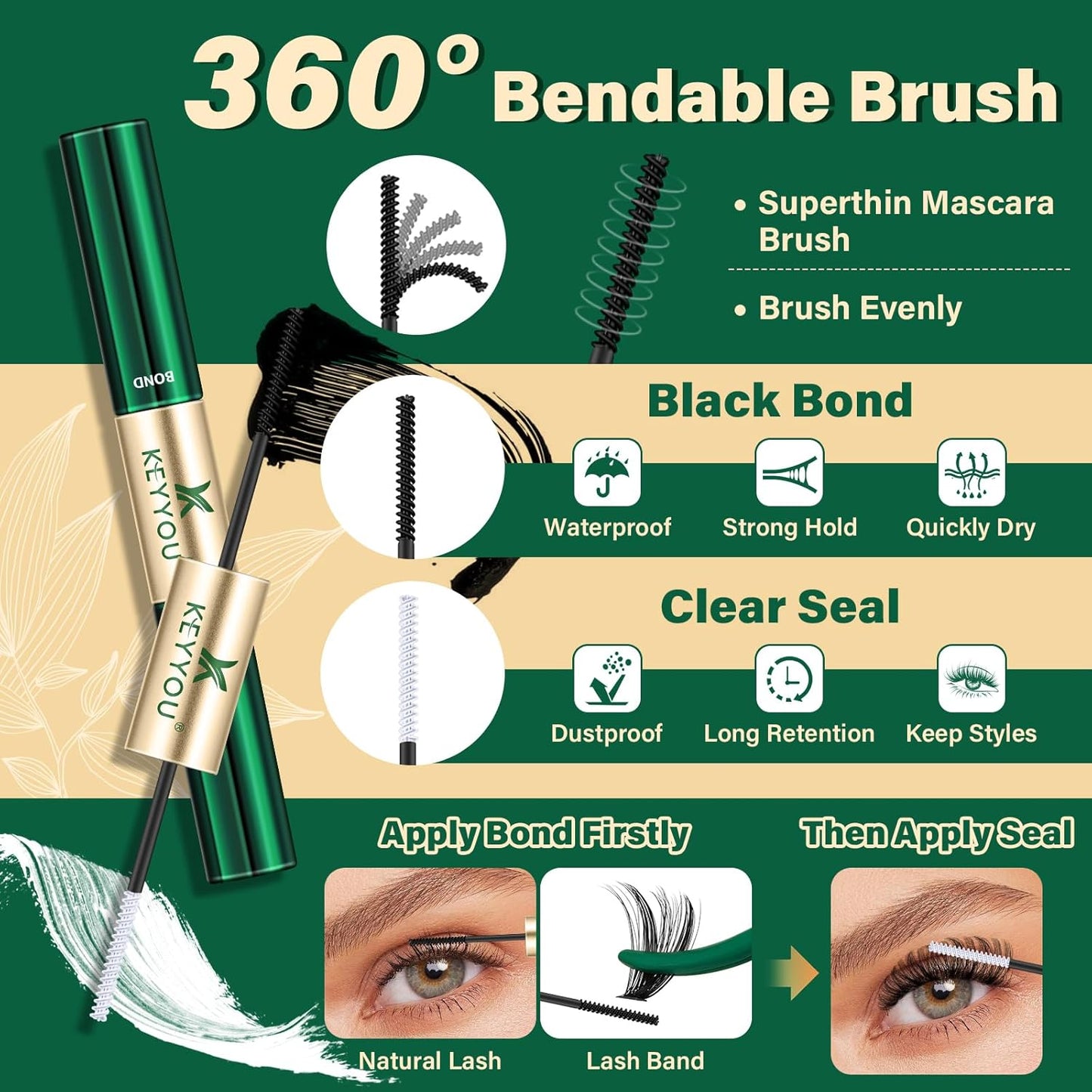 DIY Lash Extension Kit - 280 Soft Cluster Lashes, 100D Curl, Easy Application with Bond & Seal