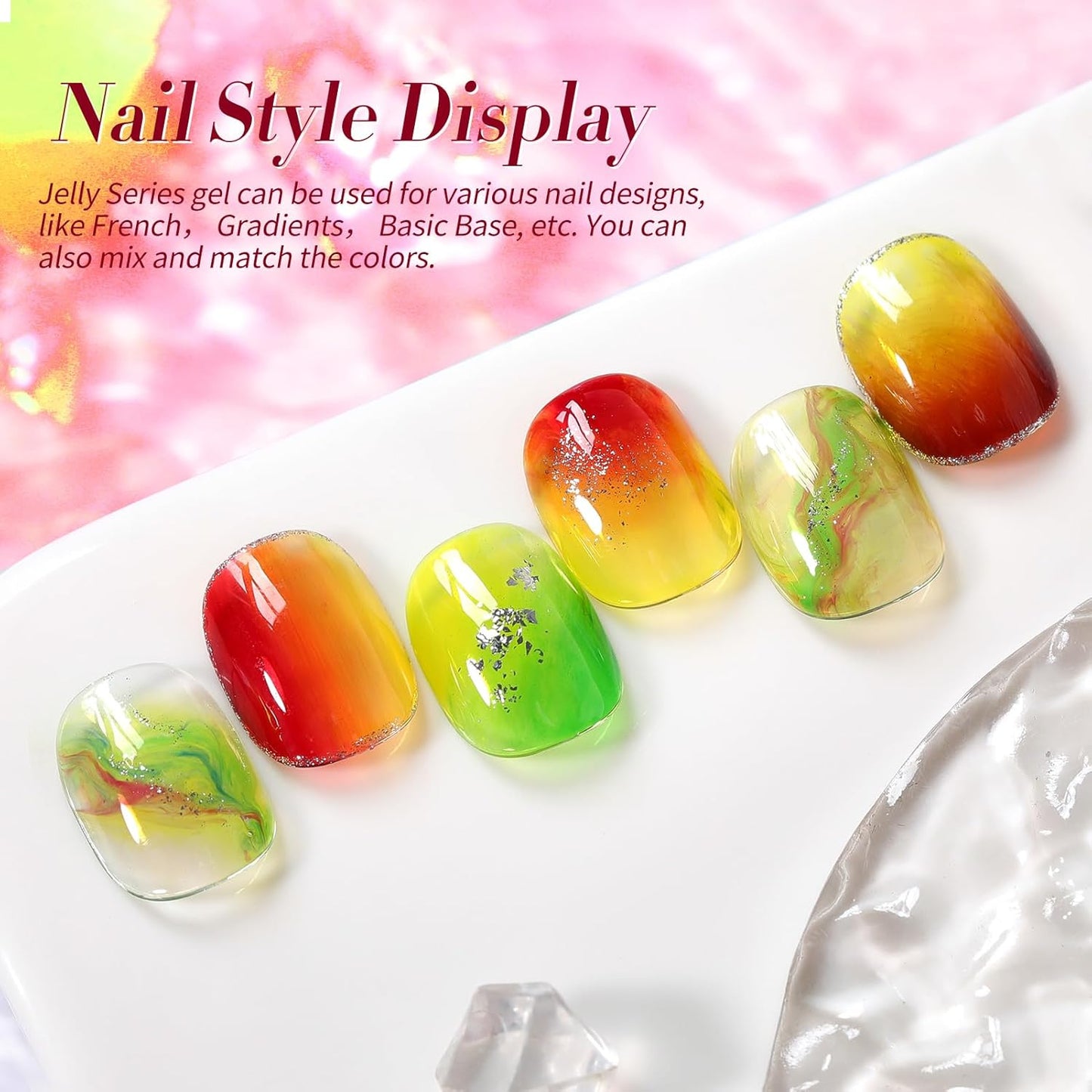 Born Pretty Neon Jelly Gel Nail Polish Set - Halloween Colors, Soak Off UV/LED for Salon & DIY