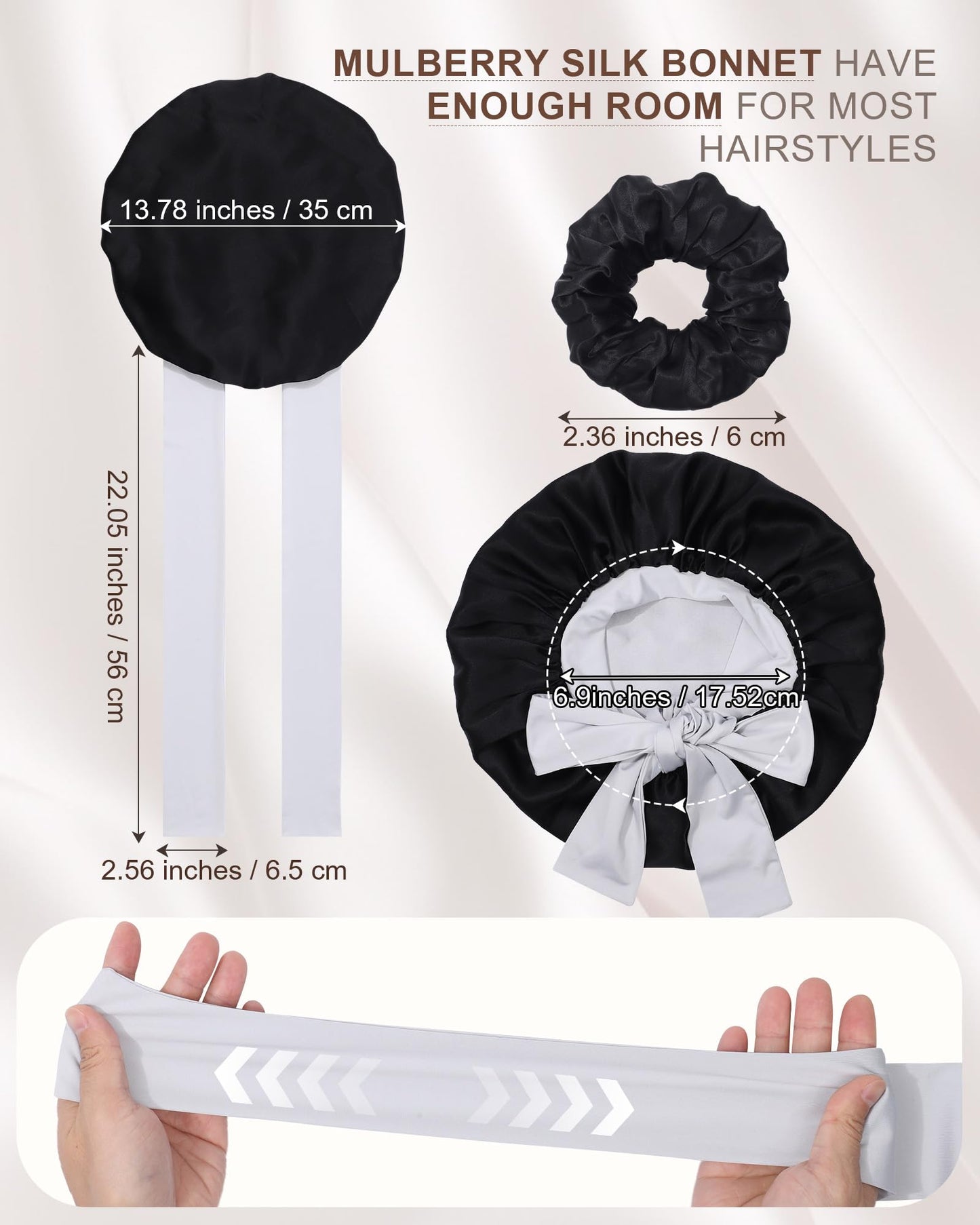 Mulberry Silk Bonnet Sleeping Women Curly Hair Bonnets Tie Band Double Layer Reversible Sleep Bonnet Silk Hair Wrap Sleep Cap