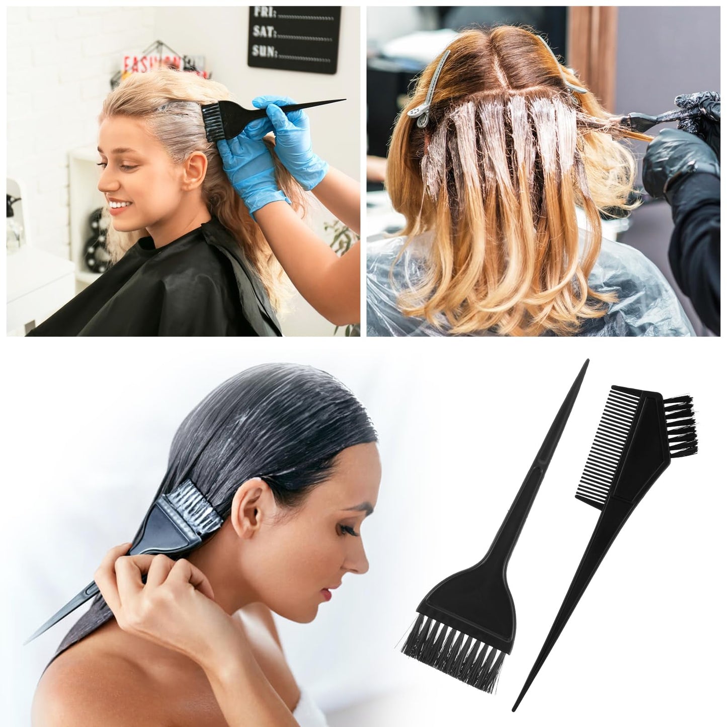6 PCS Highlights Hair Color Kit, With 2 Coloring Caps, 2 Spatula With Crochet Hook, 2 Dye Brush, Hair Highlighting Kit Styling Tools for Salon & DIY Dyeing