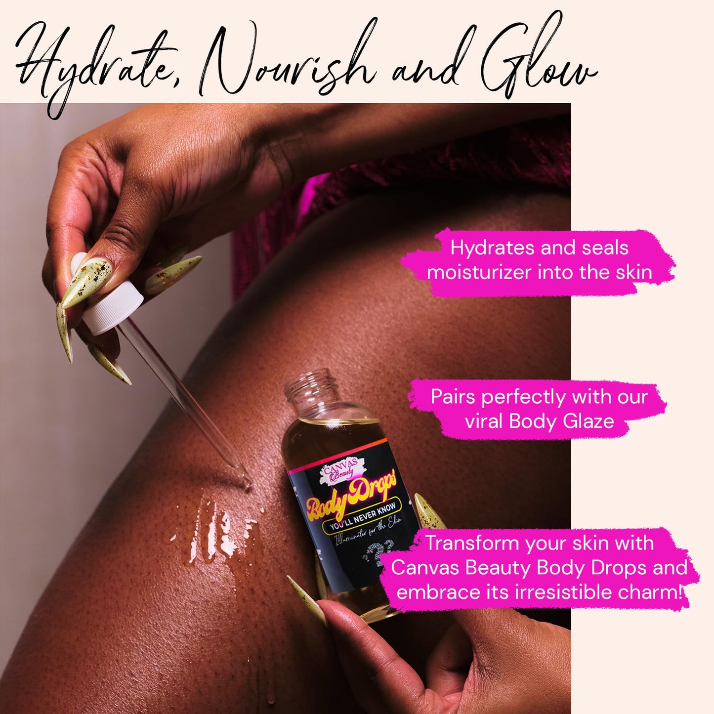 Canvas Beauty Body Drops, You'll Never Know - With Coconut Oil, Jojoba Oil & Vitamin E