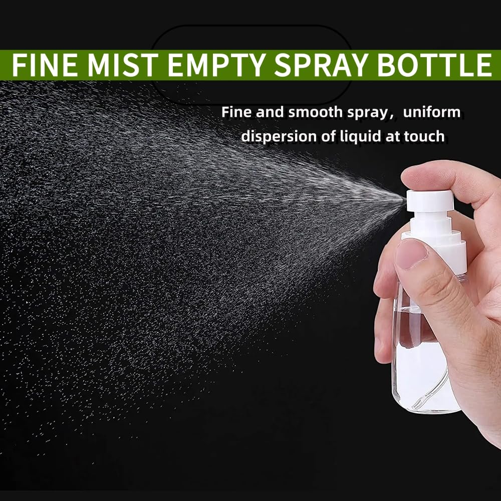 TOSERSPBE Spray Water Bottle Hair Mister, Fine Mist Stylist Sprayers 360 Empty Small Misting Spritzer, Perfume Atomizer with Pump Clear Containers 2PCS/2oz