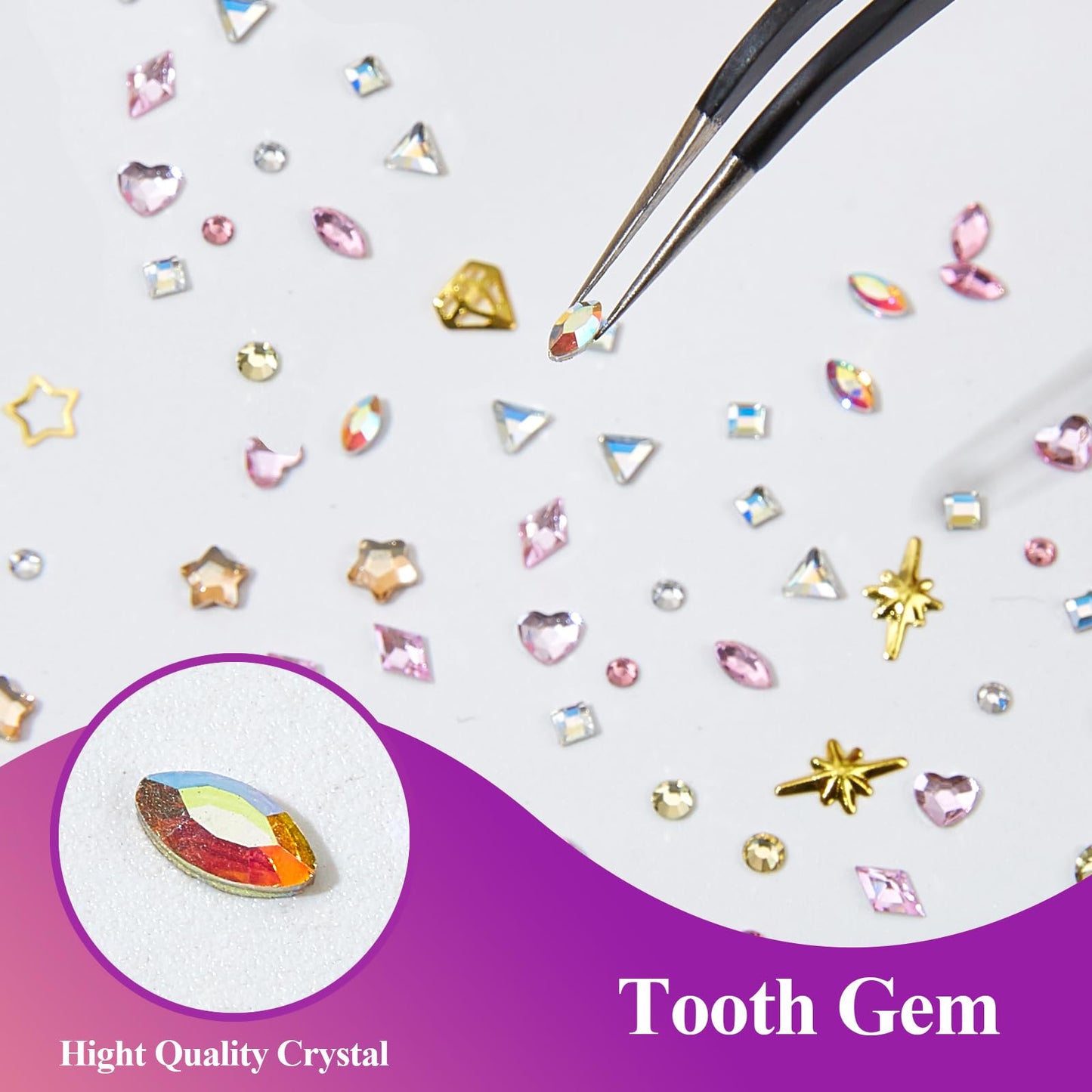 YOYOWY Tooth Gem Kit,Teeth Jewelry Kit with Glue and Light,Tooth Gems Kit for Teeth,Professional DIY Tooth Gem Kit,Fashionable Crystal for Teeth Sweet Smile Gems