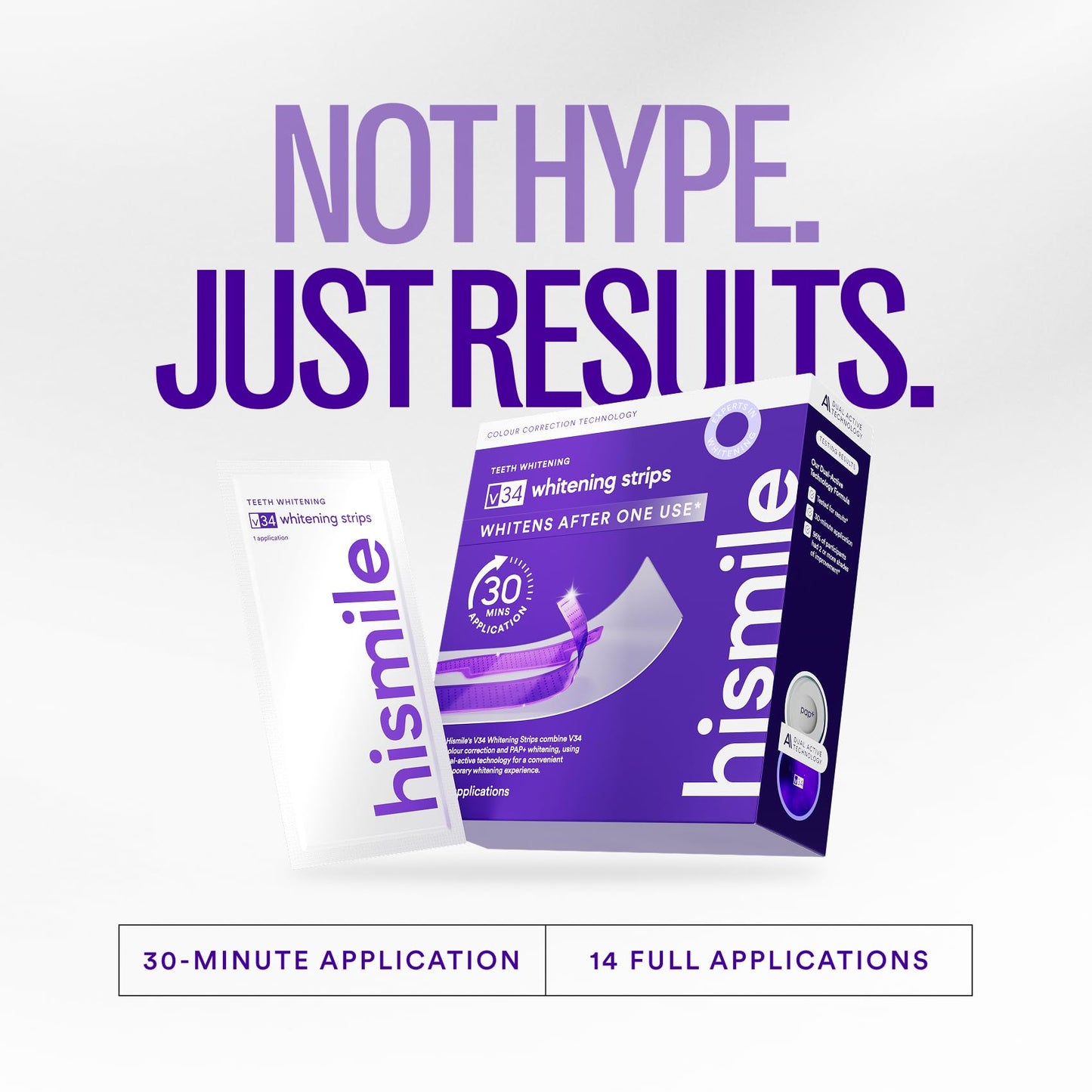 Hismile V34 Whitening Strips, Teeth Whitening Strips, Purple Tooth Whitening, Tooth Stain Treatment, Combining Whitening and Colour Correction