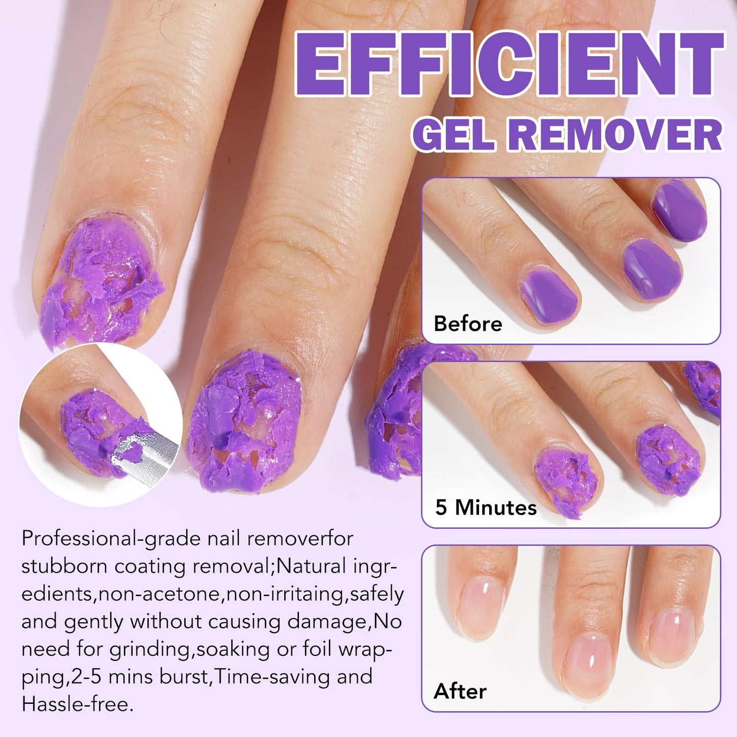 Gel Nail Polish Remover, Gel Polish Remover Kit - Quickily and Easily Removes Gel Nail Polish at Home in 2-5 Mins - No Need for Foil, Soaking or Wrapping,15ml