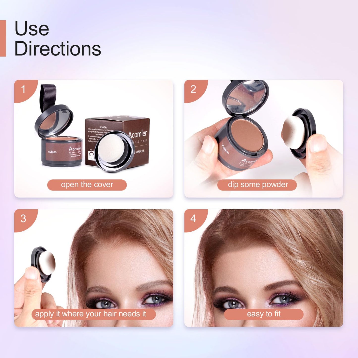 Acomler Instantly Root Touch Up Hairline Shadow Powder,Root Cover Up Hair Color,Dark Brown for Thinning Hair, Grey Hair Coverage Hair Powder for Women with Eyebrows,Beard Line,Bald Spots (Dark Brown)