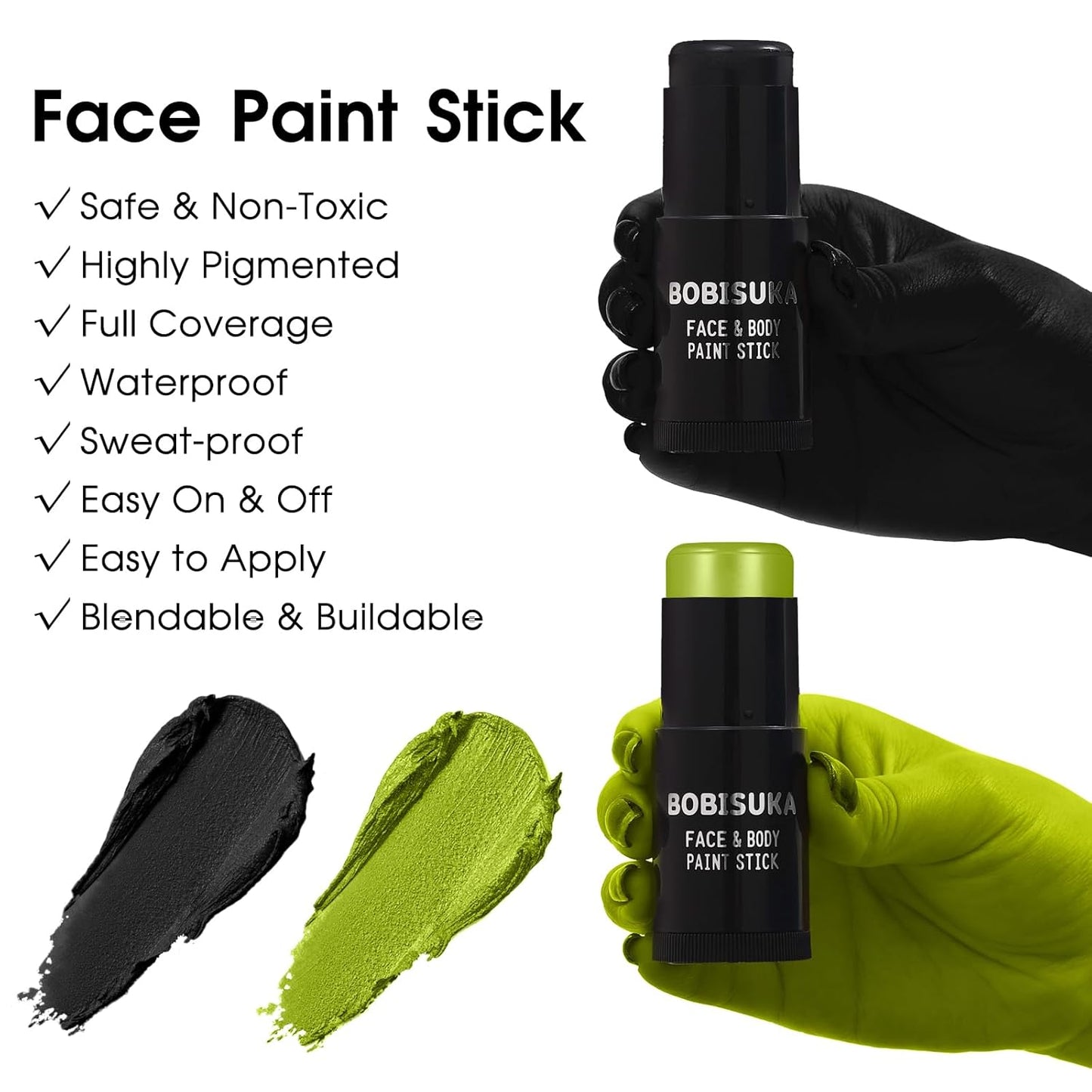 Red White Blue Face Paint Stick Kit - Eye Black for Football, Baseball & Halloween