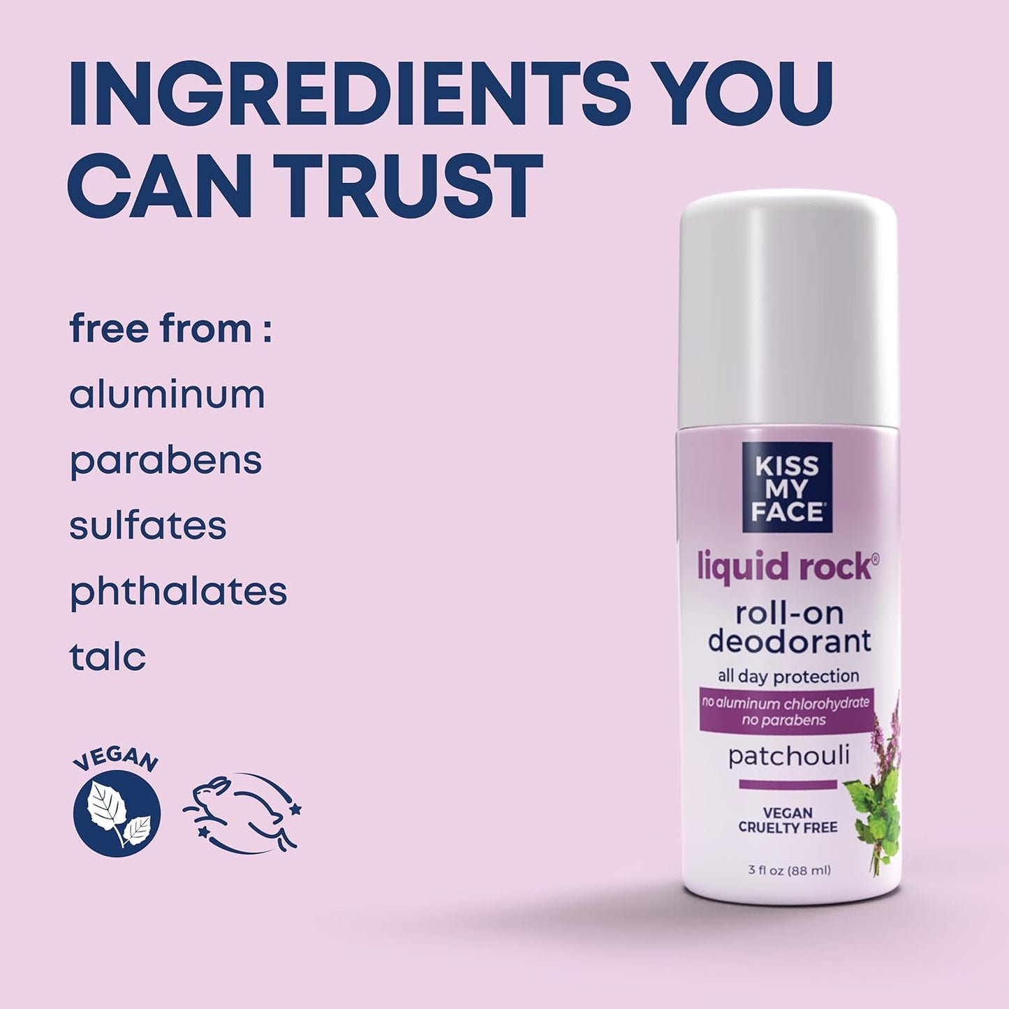 Fragrance-Free Natural Liquid Rock Deodorant - 3 oz (Pack of 3) | Kiss My Face