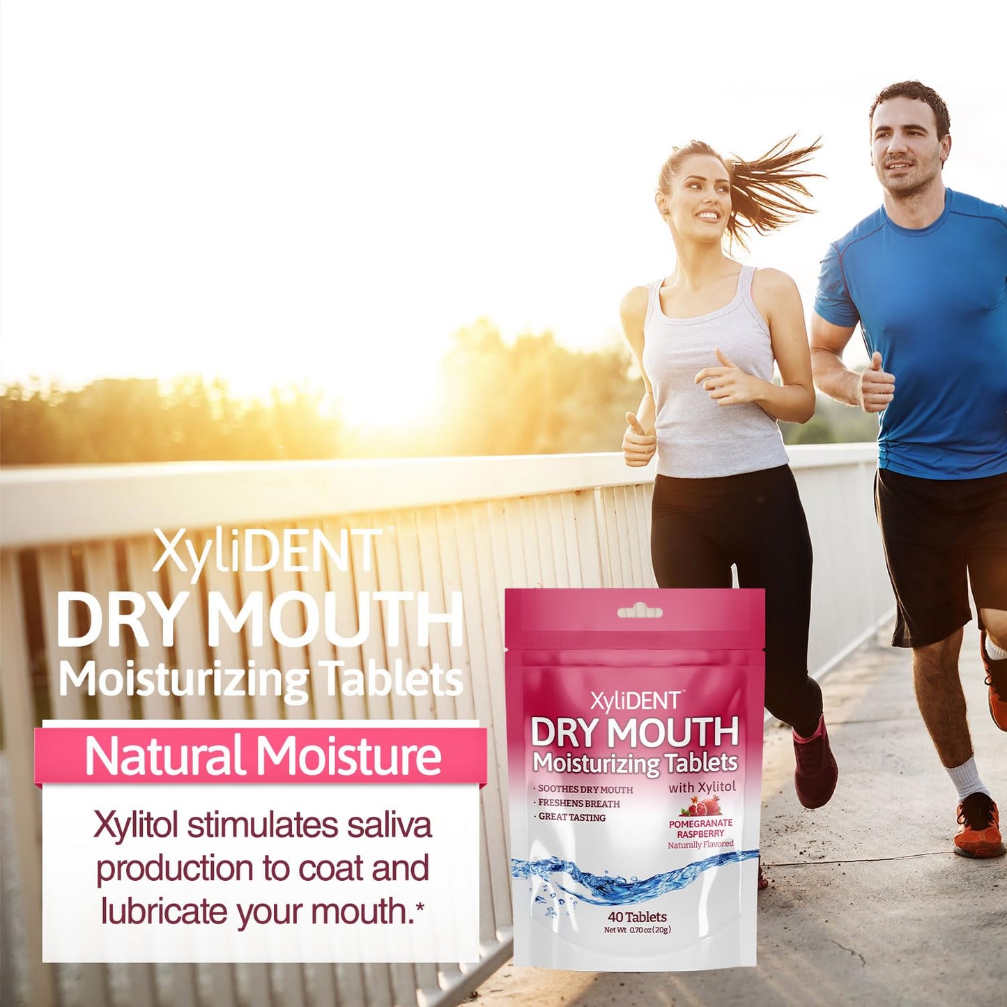 Nature's Stance XyliDENT Xylitol Tablets for Dry Mouth Relief - Stimulates Saliva, Freshens Breath, Reduces Acid Production, Fast Acting Relief, 40 Count (Pomegranate Raspberry)
