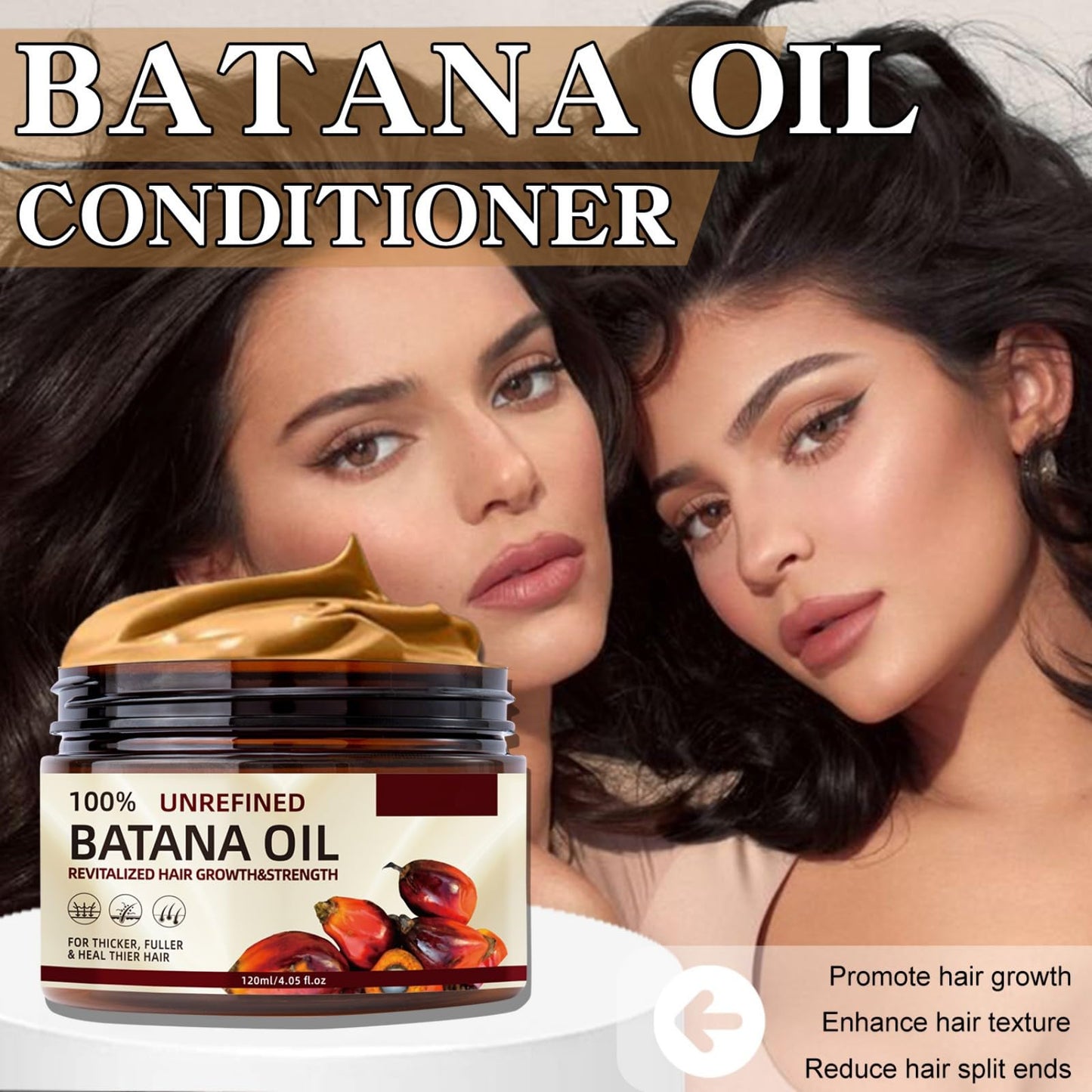 Hotiary Batana Oil for Hair Growth, Organic Batana Oil Hair Mask Thickness Hair Conditoner for Hair Loss Repairs Damaged Split Ends for Men & Women (4 Ounce (Pack of 1))