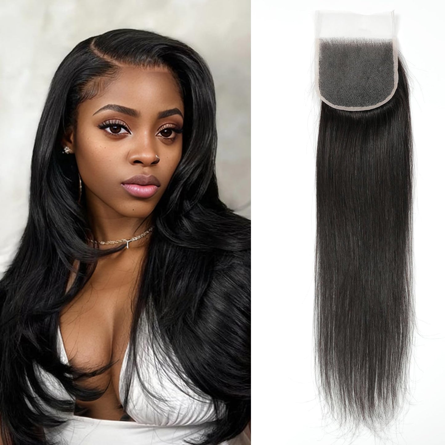 5x5 HD Lace Closure Body Wave Human Hair - Pre-Plucked Natural Hairline (10 Inch, Natural Color)