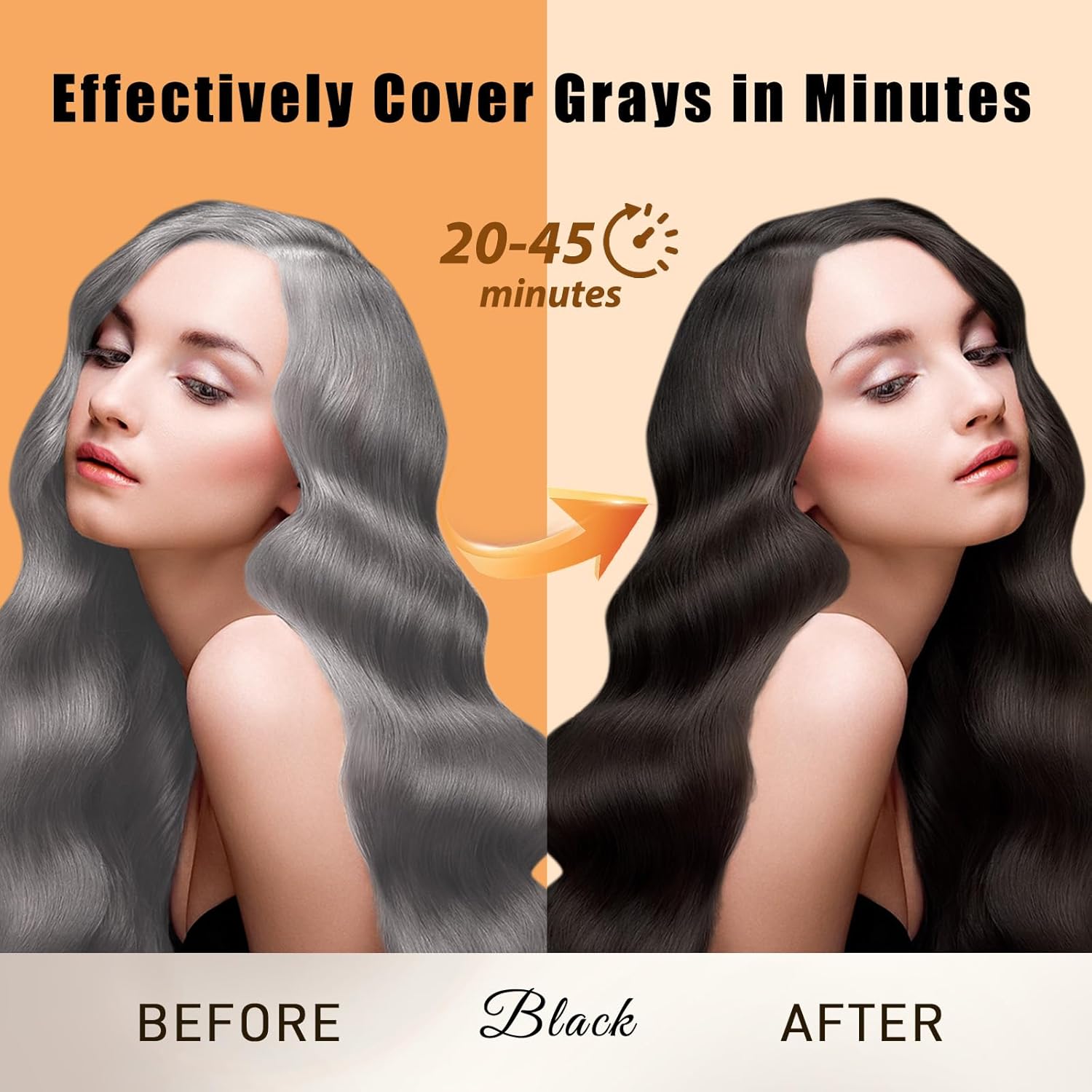 Natural Dark Coffee Hair Dye Shampoo 3-in-1 for Long-Lasting Gray Coverage - 16.9 Fl Oz