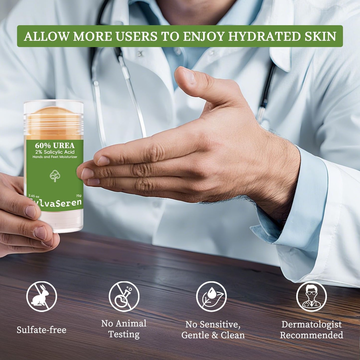 60% Urea Cream 2.65 Ounce Heel Balm Stick Cracked Heel Repair Balm Stick for Dry Cracked Feet Treatment with Aloe Vera, Jojoba Oil, Shea Butter & Tea Tree Oil for Dry Cracked Heels