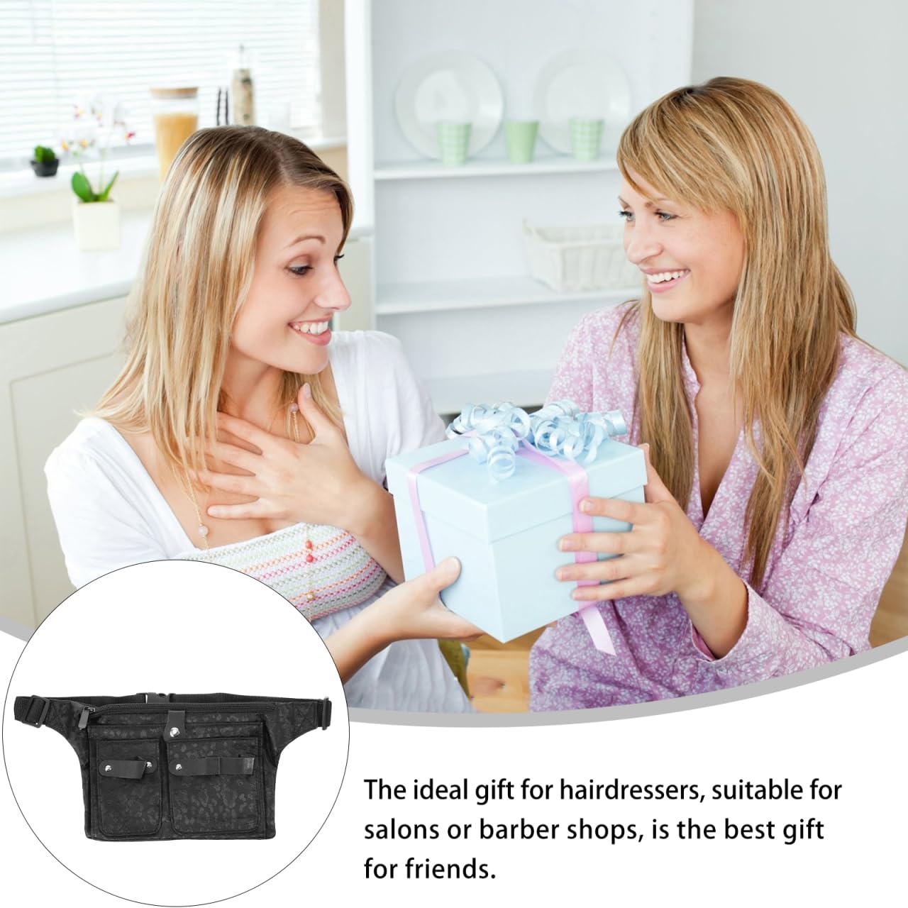 LALAFINA Hairdresser Scissor Bag Canvas Barber Waist Pouch Adjustable Strap Hairdressing Tools Hair Cutting Tools Bag for Salon and Home Use