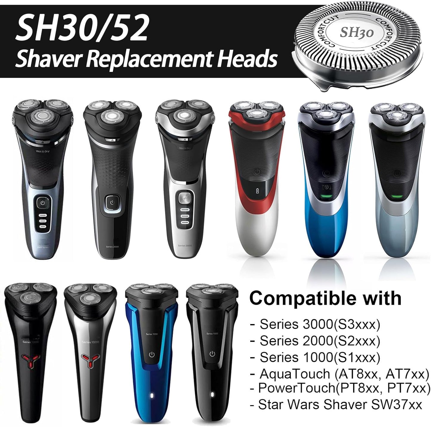 Philips Norelco Series 5000 Shaver Replacement Heads - 6-Pack Rotary Blades for Fast, Smooth Shaving