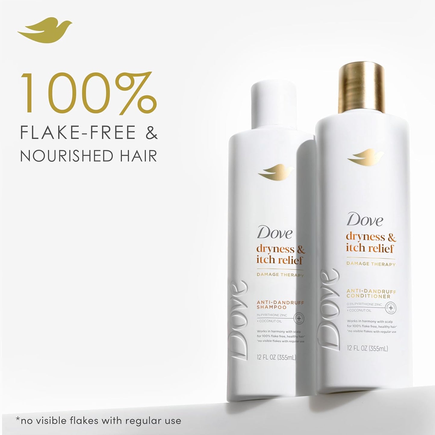 Anti-Dandruff Shampoo for Dryness & Itch Relief - Dove Dermacare Scalp, 3 Bottles (12 FL OZ Each)