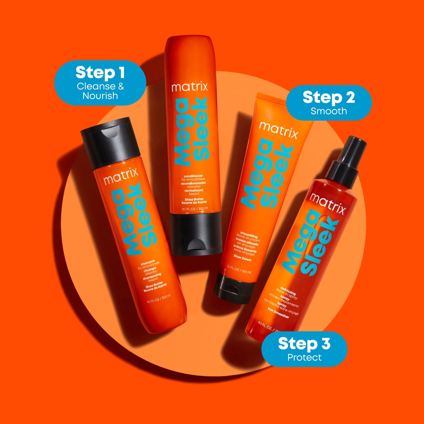Matrix Mega Sleek Conditioner | Smoothing, Anti-Frizz, Detangling | For Dry, Damaged & Frizzy Hair | Salon Professional Conditioner | With Shea Butter | Vegan