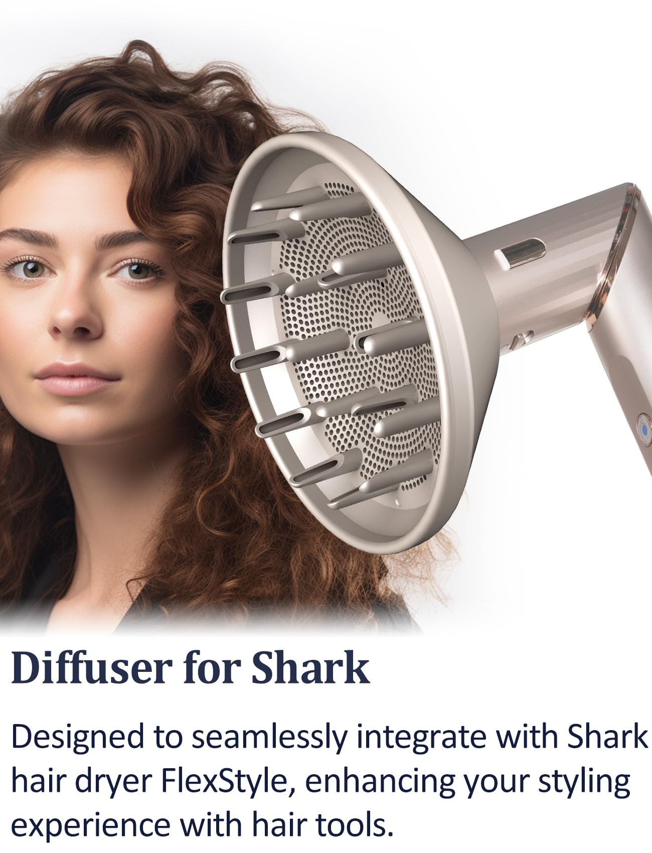 Diffuser Attachment for Shark FlexStyle Air Styling & Drying System, Enhance Natural Curls Accessories for Flex Style Dry Styler, Styling Tool for Wavy, Curly, Coily Hair, Grey