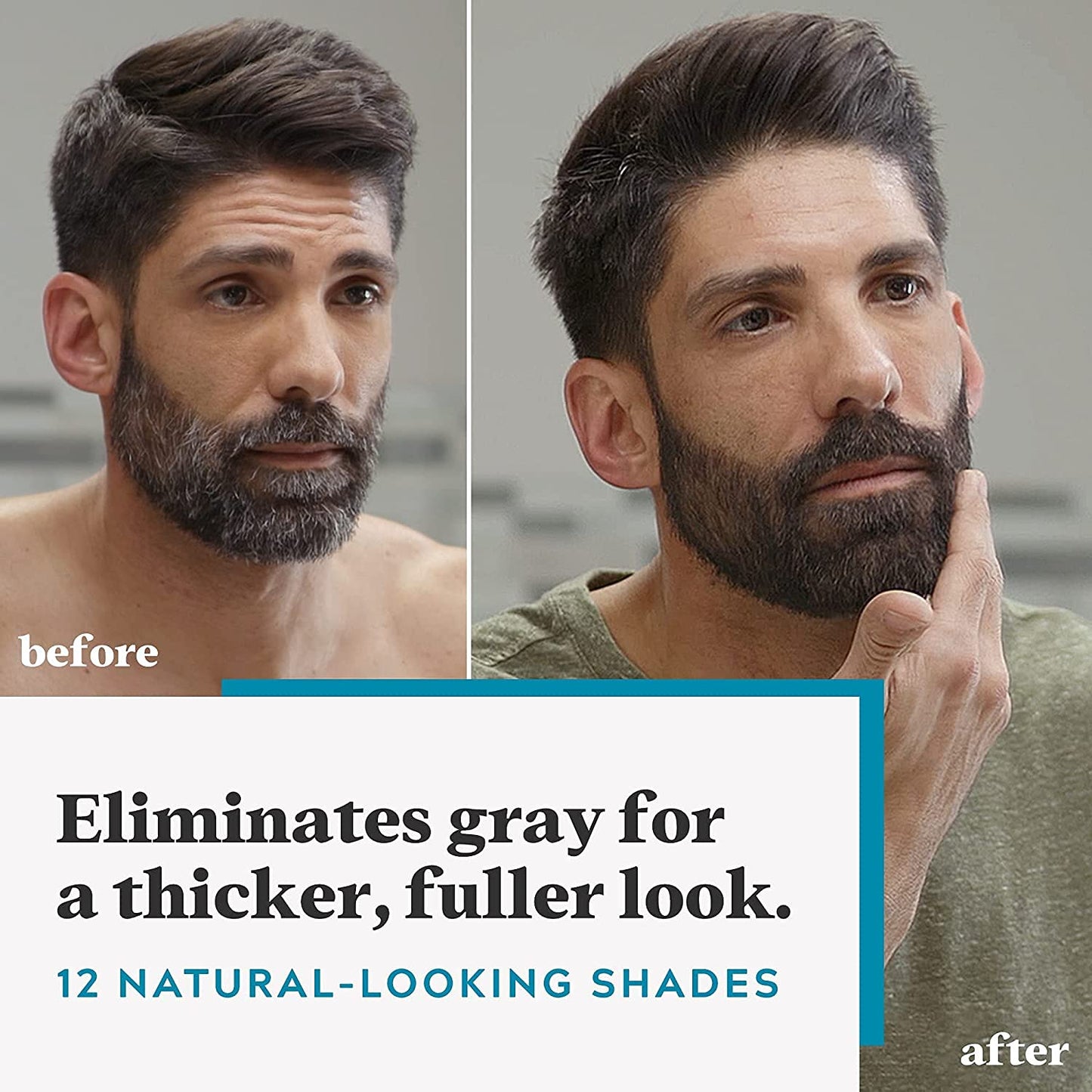 Just For Men Mustache & Beard, Beard Dye for Men with Brush Included, With Keratin Biotin Aloe and Coconut Oil for Healthy Facial Hair - Real Black, M-55, Pack of 1 (Packaging May Vary)