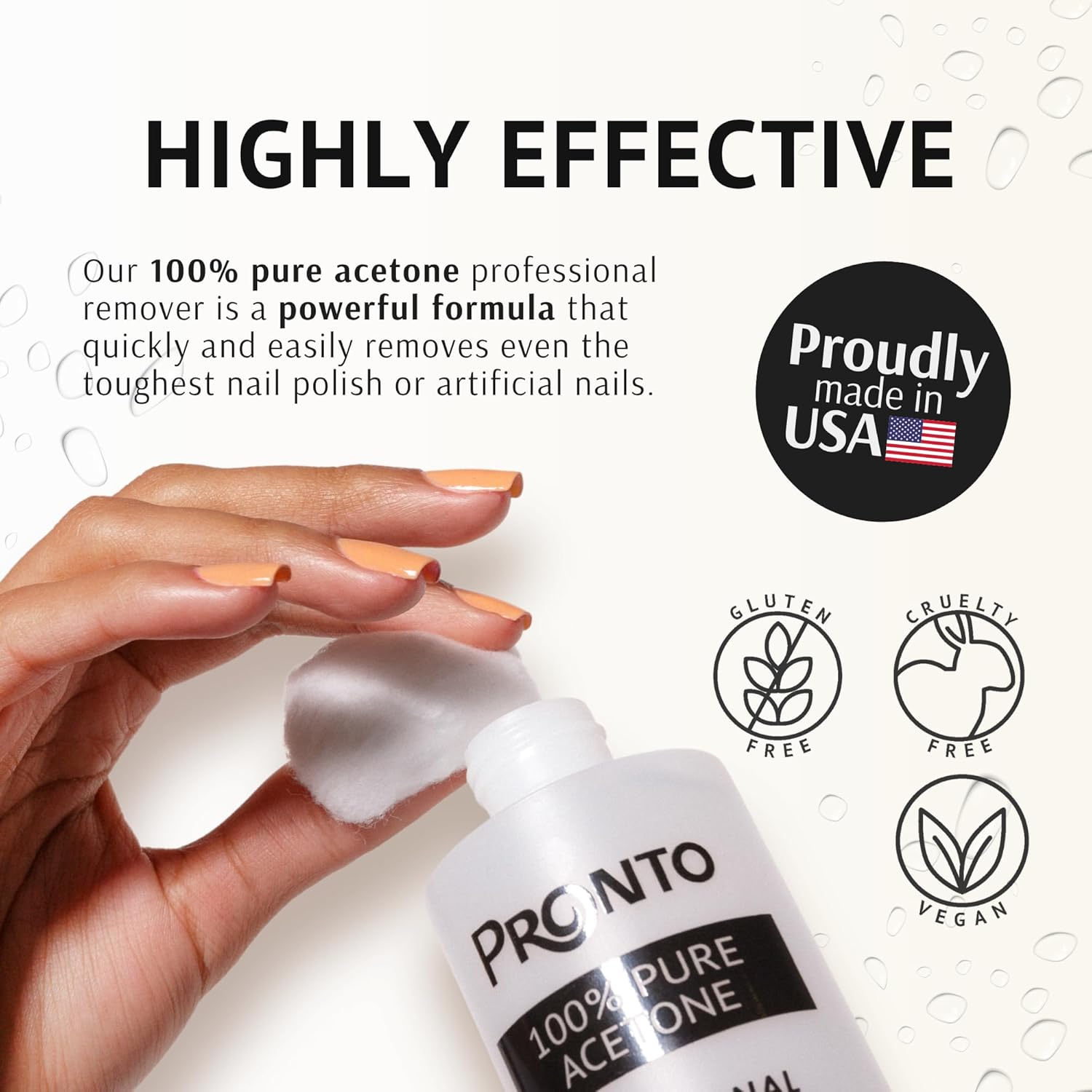 Pronto Pure Acetone 16 oz Nail Polish Remover - Complete Acrylic Nail Kit with Cuticle Pusher, Nail File & Buffer for Gel & Dip Powder Removal