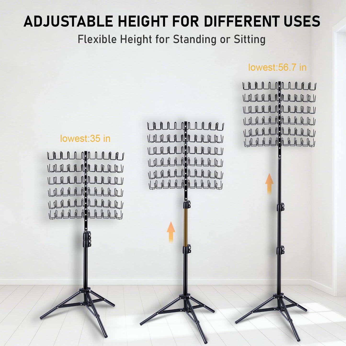 IDM-UTSL Braiding Hair Rack, 144 Pegs, Three Heights Adjustable Braiding Rack Stand for Hair, Large Tripod Stand, Not Shake