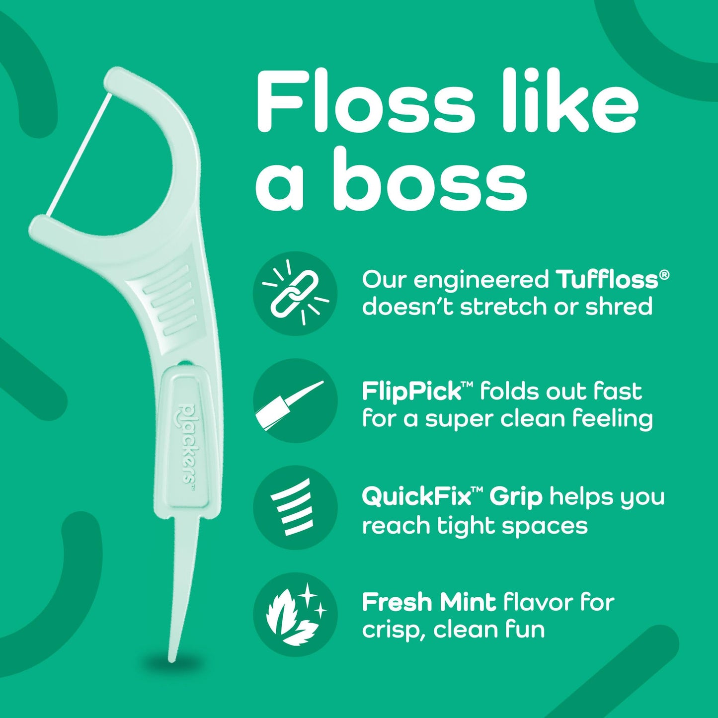 Plackers Micro Line Dental Floss Picks, Fold-Out FlipPick, Tuffloss, Mint, 36 Count