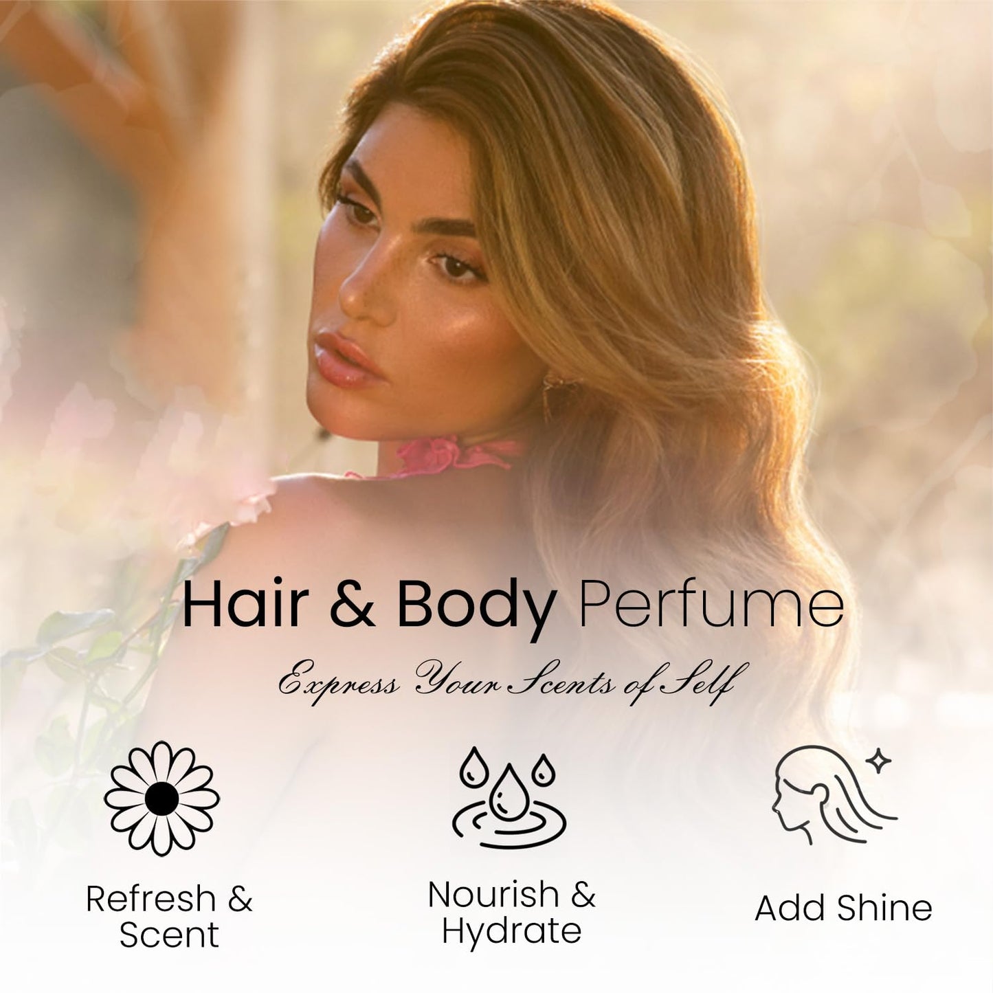 Fedulili Hair Perfume for Women Long Lasting Pheromone, Hair Body Mist Spray Fragrance Essential Oil Odors Remove, Honey Infused Coconut Chamomile for Hydrating Shine, Alcohol Free, 50 ml