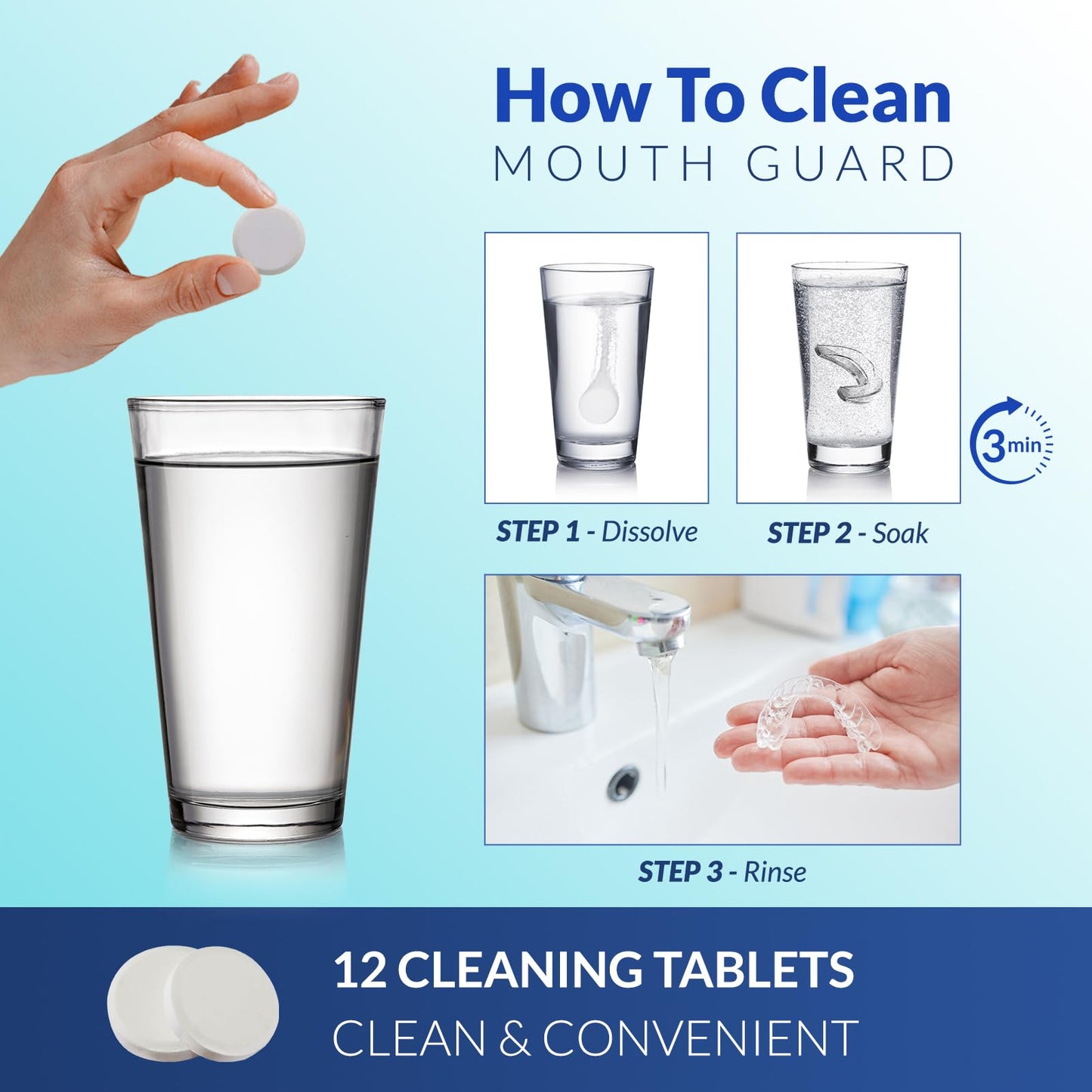 Mouth Guard for Grinding Teeth at Night, Night Guards for Teeth Grinding, Mouthguards for Grinding of Teeth, Mouth Guard for Sleeping with 12 Cleaning Tablets