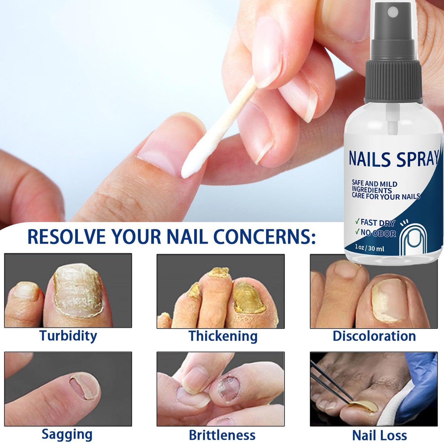 Nails Spray, for Nails Care Moisturizer, Keeps Feet Fresh & Dry All Day – Men & Women 2oz / 60ml