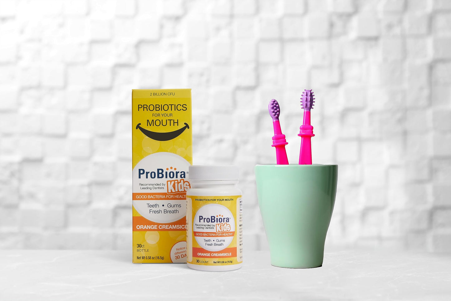 ProBiora Kids Oral-Care Chewable Probiotic Tablets | Probiotic Supplement Designed Specifically for Kids | Healthier Teeth & Gums | Fresher Breath | Whiter Teeth (30 Count, Orange)