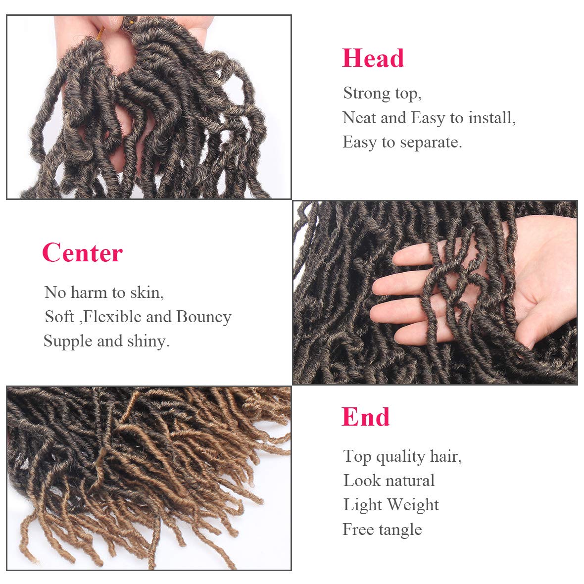 Faux Locs Crochet Hair - 18 Inch Pre-Looped 7 Packs Soft Natural Black Goddess Locs for Women