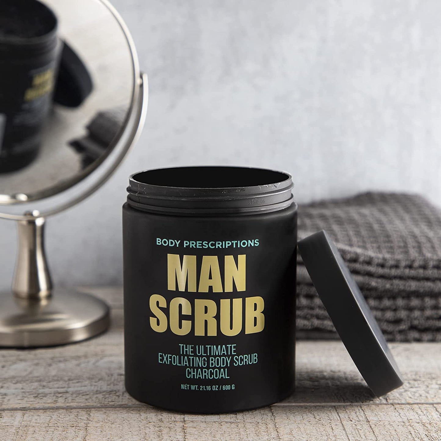 Men’s Charcoal Exfoliating Body Scrub – 21oz Cleansing Wash for All Skin Types