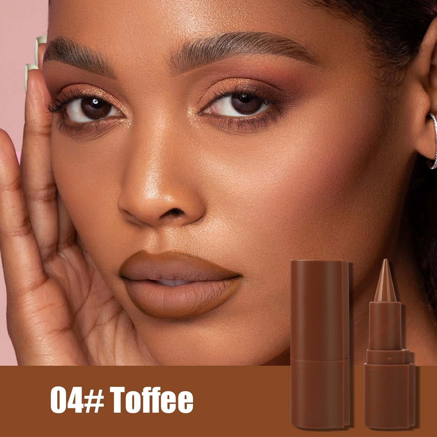 2 in 1 Lip Liner and Lipstick Combo Set, Matte Brown Lip Liner【Smudging Formula】【Long Lasting】【Silky and Smooth】Creamy Lip Pencil Crayon, Tapered Design Create Gradient Lip Makeup(04# Toffee)