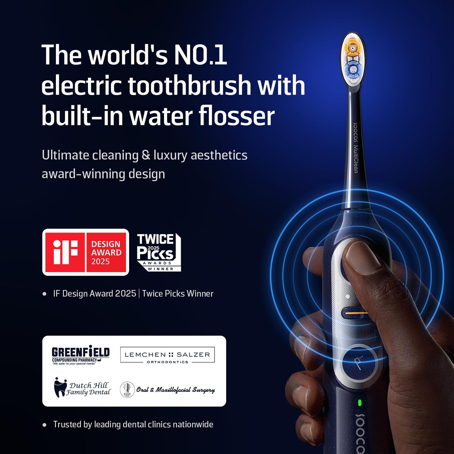 Soocas NEOS II - Electric Toothbrush with Water Flosser, Sonic Electric Toothbrush for Adults, Cordless Water Flosser for Travel, Portable Oral Irrigator, Up to 100% Plaque Removal, Dark Violet