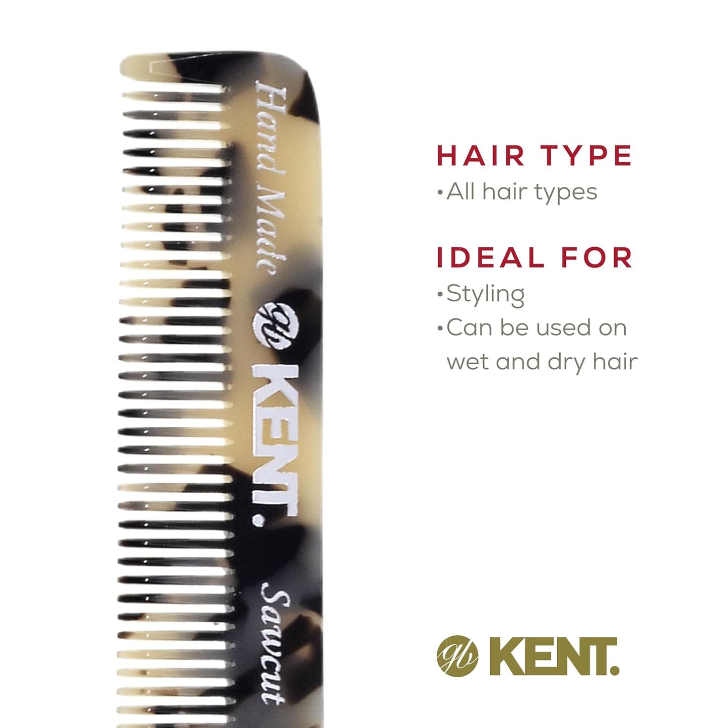 Kent Set Men's Hair Combs - 81T X-Small & 20T Folding Fine Tooth Grooming Kit for Hair, Beard & Mustache - Handmade in England