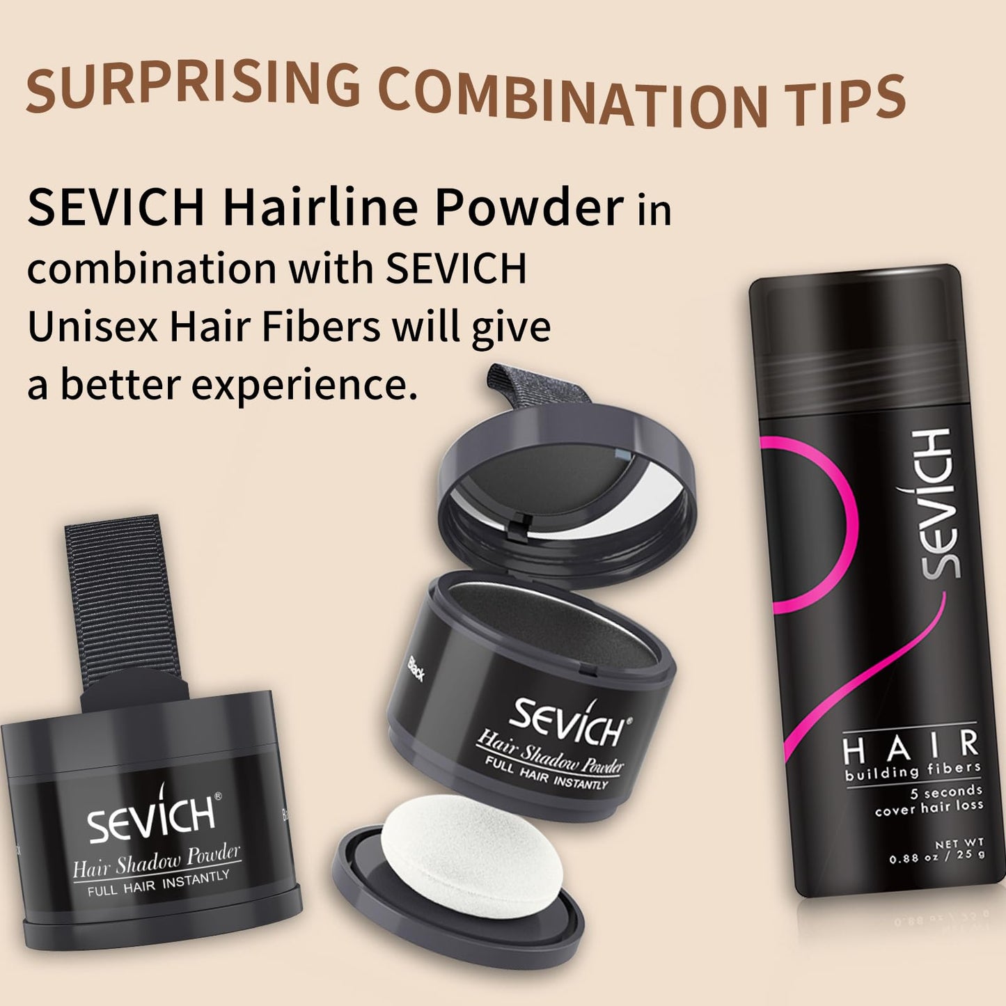SEVICH Instantly Hairline Shadow Hairline Powder, Quick Cover Grey Hair Root Concealer, Eyebrows & Beard Line, Hair Root Touch Up for Thinning Grey Hairline, Windproof&Sweatproof, Dark Brown
