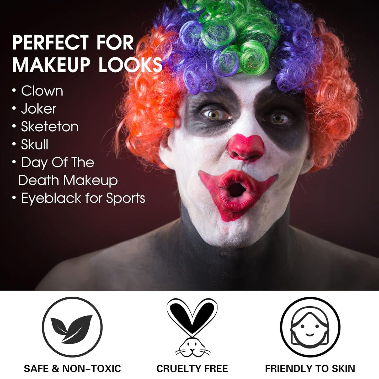 Red White Blue Face Paint Stick Kit - Eye Black for Football, Baseball & Halloween