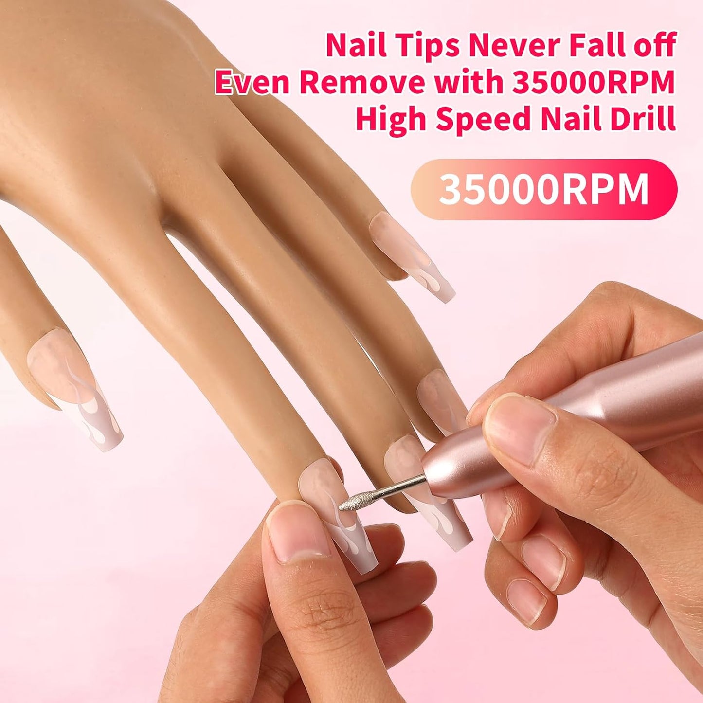 Flexible Acrylic Nail Practice Hand - Realistic Mannequin for Training & Nail Tips