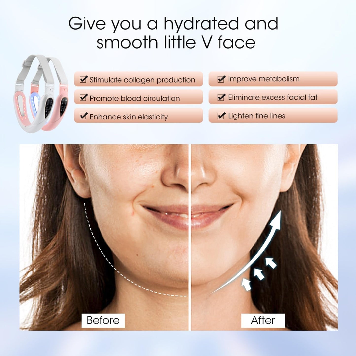 ContourFlex 4 in 1 Massager for Face, 2026 New Reviona Contour Flex Facial Sculpting Device for Double Chin, 5 Modes & 15 Intensities, Tightens Jawline, Reduces Sagging Skin(Pink)