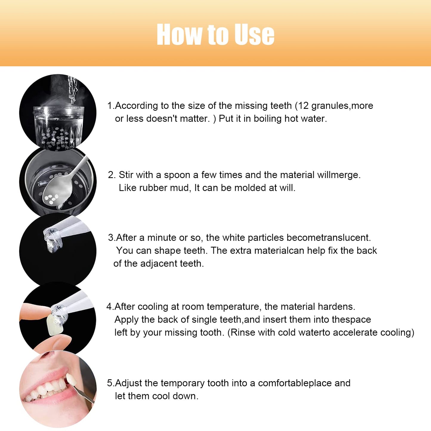 Tooth Repair kit,Teeth Repair Kit for Filling The Missing Broken Tooth and Gaps-Moldable Fake Teeth and Thermal Beads Temporary Replacement Kit-H001