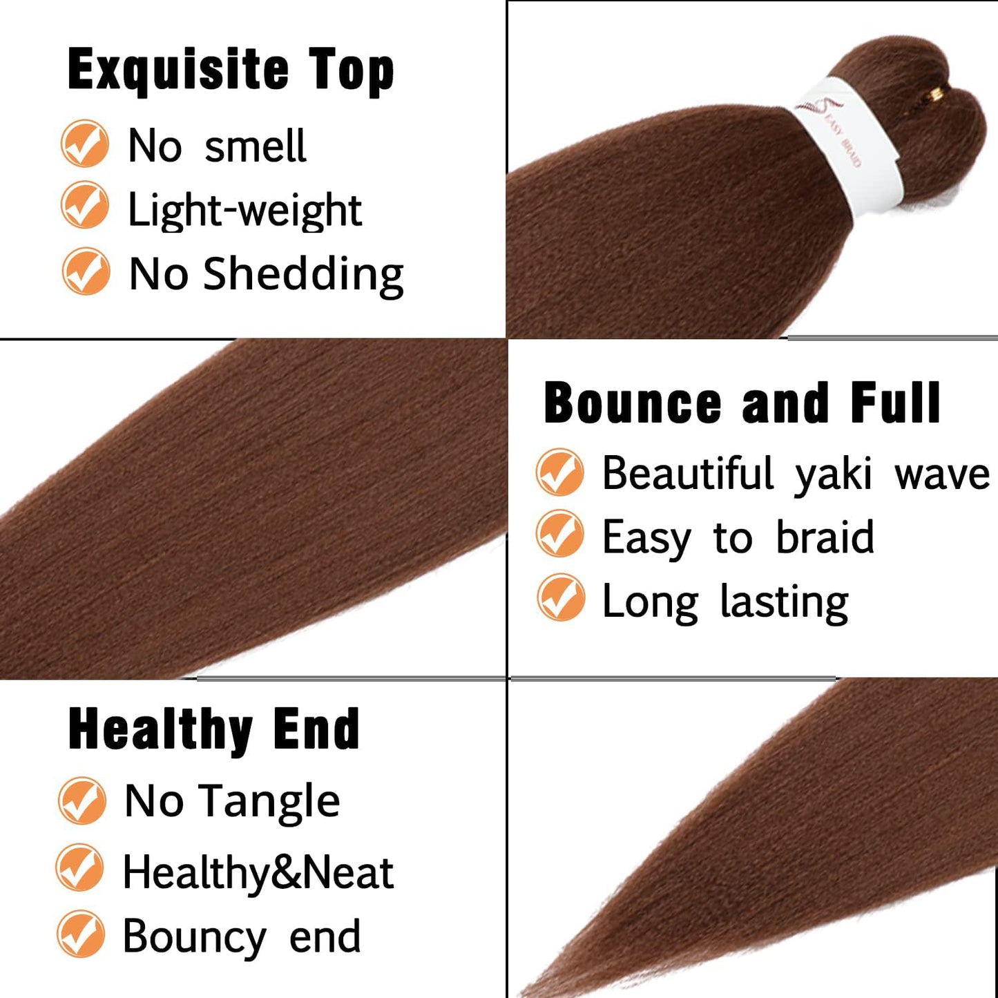 8 Packs 20-Inch Ombre Pre-Stretched Braiding Hair - Soft Yaki Texture Extensions