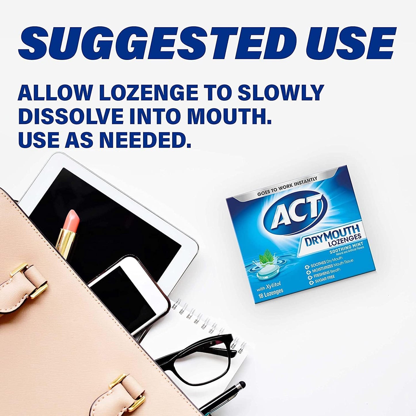 ACT Dry Mouth Soothing Mint Lozenges 18 ea ( Pack of 4)