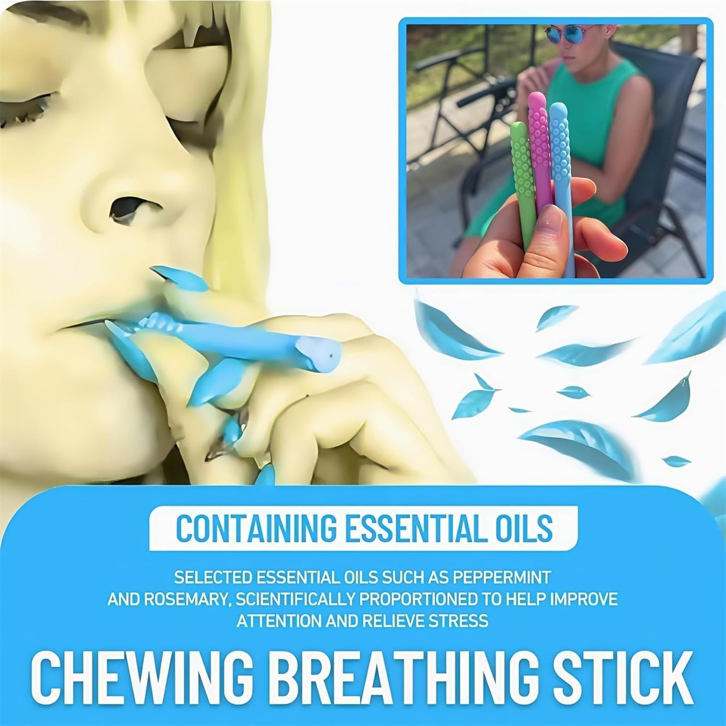Chewable Breath Sticks containing Essential Oils,chewable Breather Quit Smoking,Stop Smoking Aids Work, Can Taken Anywhere Focus Clear Respiratory