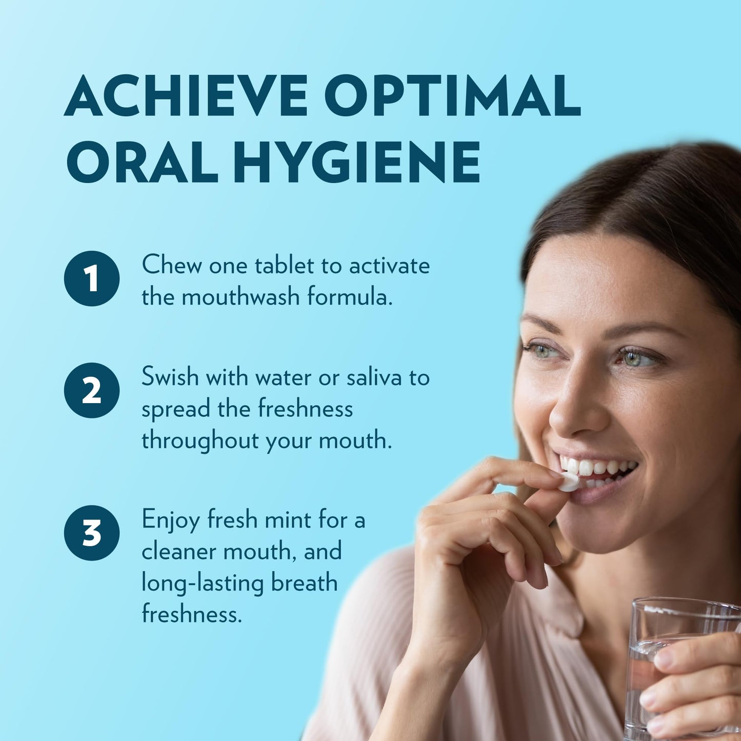 ECOFAM Peppermint Mouthwash Tablets - Chewable Tablet for Fresh Breath Fluoride Free Alcohol Free Travel Size Mouthwash - 90 Tablets